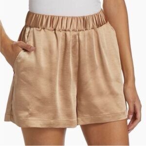 Good American Women's Weekend Champagne Gold Satin Shorts Size 3